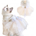 【Anelekor】 Fancy Dog Dresses with Leash Ring, Embroidered Dog Wedding Dress, Bow Puppy Clothes for Small pet Girl Multi-Layer Lace Tutu Cat Outfit for Kitten Chihuahua Yorkie,X-Large