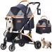 GdnWings Pet Stroller for Small Dogs, Lightweight Small Dog Stroller for Dogs Cats with 6 Shock Absorption System, Detachable Carrier Suitable for Car Seat & Hand Carry, Safe Outings, Black