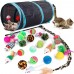 【Auto Scoop】21 Pcs Cat Toys for Indoor Cats Collapsible Cat Tunnel Interactive Feather Teaser Wand Ball Toy for Kitten Cats