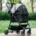 【Pawccoli】Pet Stroller for Small Dogs and Cats, One-Click Foldable Dog Stroller with Detachable Carrier & 3 Safety Tethers, Holds up to 33 lbs, Storage Basket & Cup Holder, Breathable Mesh, Black