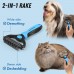 【Auto Scoop】Pet Grooming Combo - Blue Deshedding Brush with Metal Comb for Detangling and Dematting Long, Matted Fur on Cats and Dogs