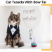 【DENTRUN】 Cat Tuxedo Outfit, Sphynx Cat Costume Formal Suit with Bow Tie, Stylish Cat Shirt Fashion Apparel Fancy Clothes, Kitten Formal Attire Wedding Onesie Costume for Cats Only